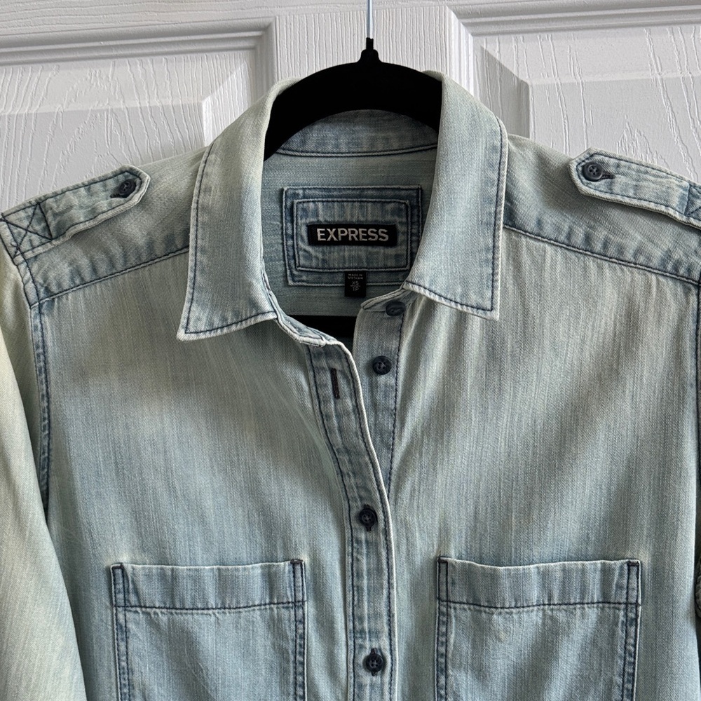 Express Light Blue Button Down Shirt - Picture 6 of 8